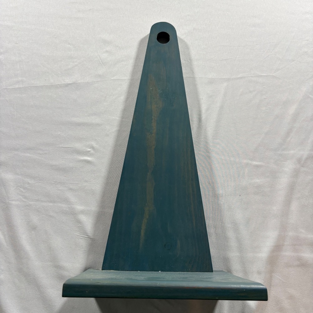 Edward W Dowey Handcrafted Wood Wall Shelf Teal Blue Rustic Primitive 17.5in
